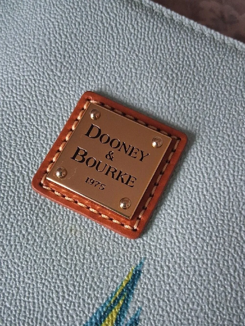Disney Parks Dooney & Bourke Mint Castle Print Tote with Brown Leather Trim